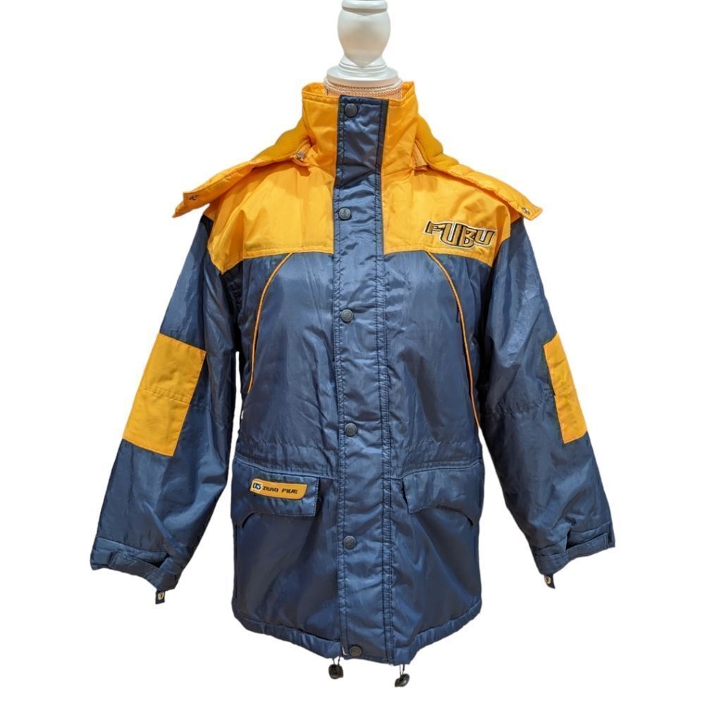 Rare Vintage FUBU The Collection 05 Yellow & Blue Hood Jacket YOUTH M 10/12